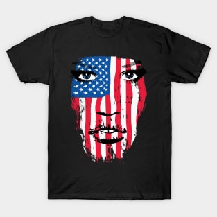 USA Patriot Woman Flag Warpaint 2 July 4th Flag T-Shirt